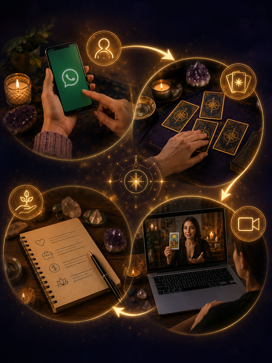 Cartas de tarot dispuestas para una lectura